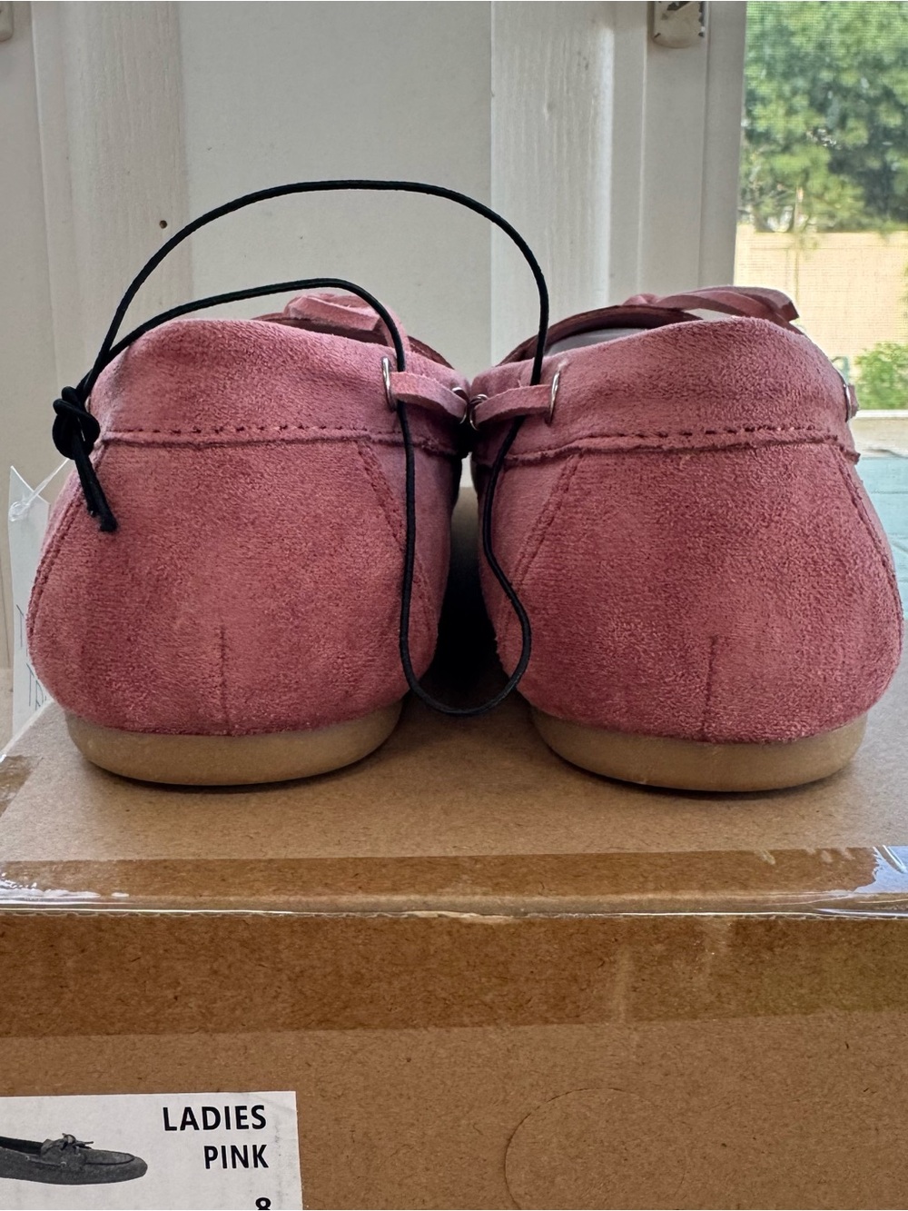 Time and Tru Womens Pink Faux Suede Boat Shoes Memory Foam Moc Toe Loafers 8 New - Picture 11 of 15
